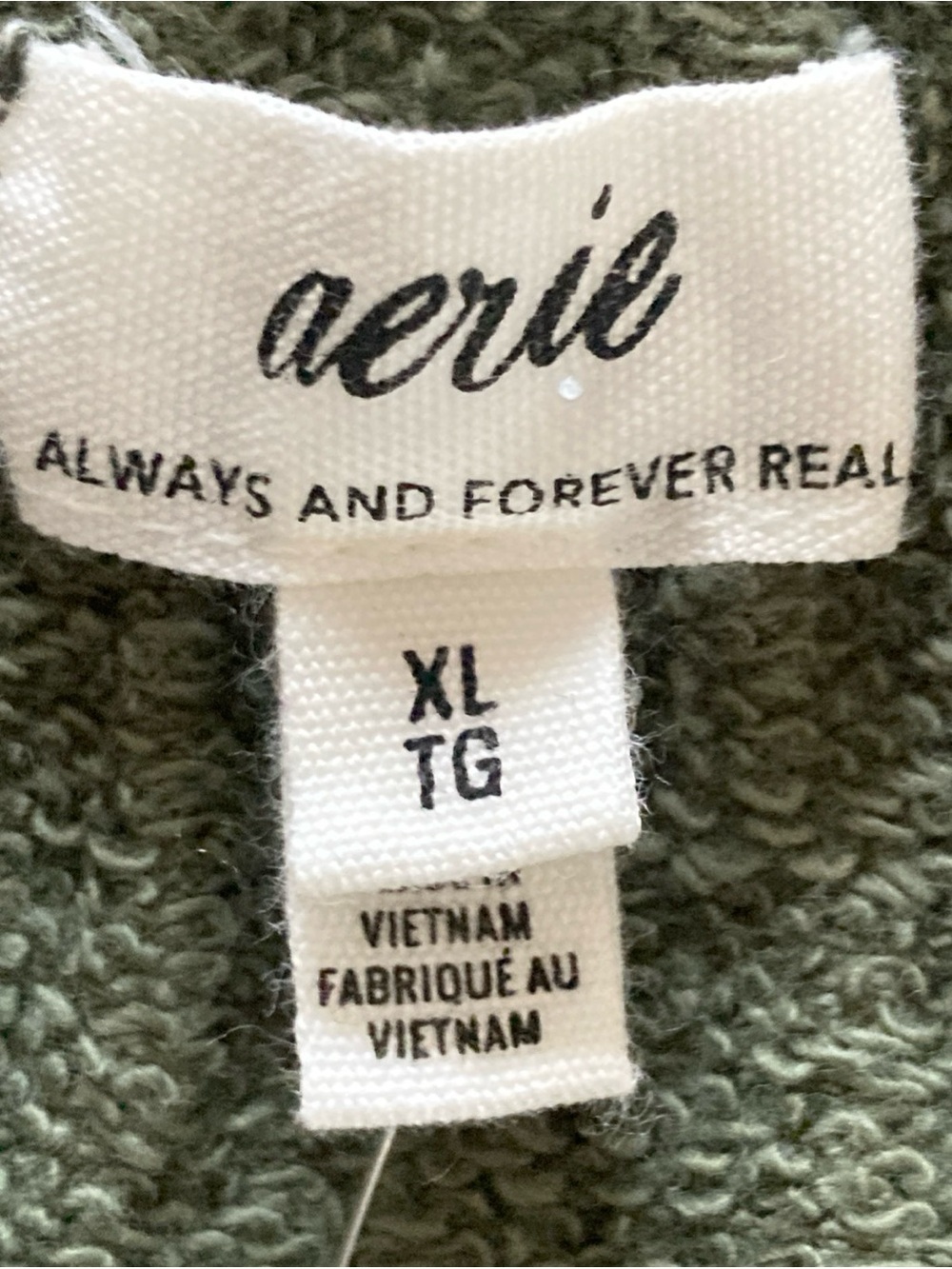 NWT aerie Sage Green Tie-Neck oversized sweatshirt women’s XL cotton - Picture 3 of 6